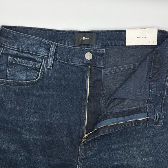 NWT 7 For All Mankind Easy Slim High Rise Blue Jeans Women's Size 31 Ripped Knee - Picture 9 of 12